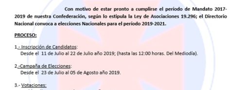 ELECCIONES DIRECTIVA NACIONAL PERÍODO 2019-2021
