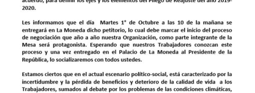 Informativo sobre Pliego de Peticiones 2019