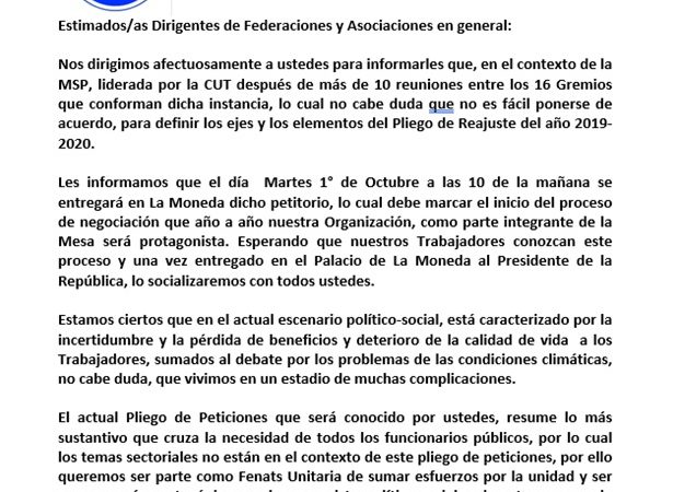 Informativo sobre Pliego de Peticiones 2019