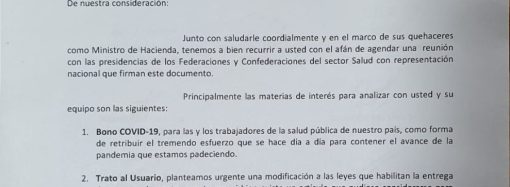 CARTA ENVIADA AL SR. MINISTRO DE HACIENDA
