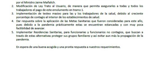 CARTA ENVIADA DE REQUERIMIENTOS POR GREMIOS, AL SR.FRANCISCO CHAHUAN