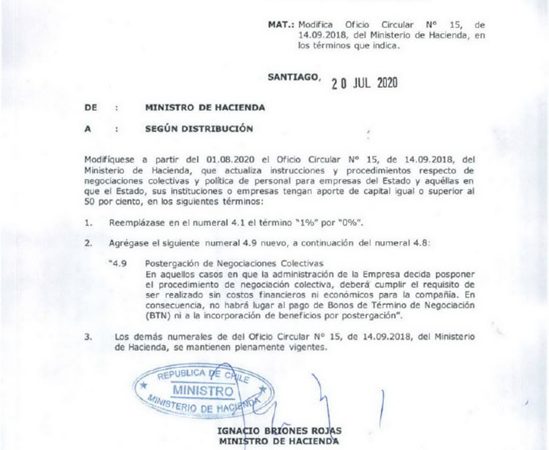 OFICIO CIRCULAR N°27 DESDE EL MINISTERIO DE HACIENDA