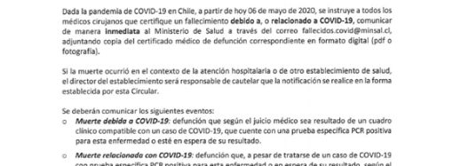 ORDINARIO B51 N° 1388 COMUNICACIÓN FALLECIMIENTOS AL MINSAL