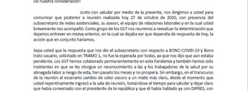 CARTA DE LOS GREMIOS AL MINISTRO DE SALUD DR. ENRIQUE PARIS 27 de Octubre 2020