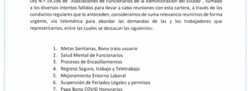 carta Memorándum N°001/2021, desde la Multigremial Nacional de Gremios de la Salud
