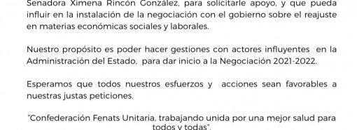 Reunión Mesa Sector Publico con Presidenta del Senado Sra. Ximena Rincon