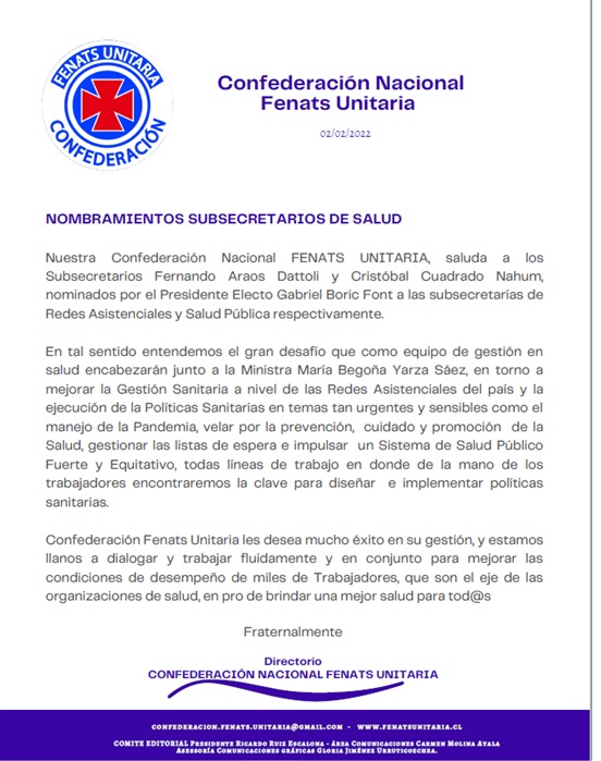 Saludos protocolares a  LOS SUBSECRETARIOS DE SALUD 2022