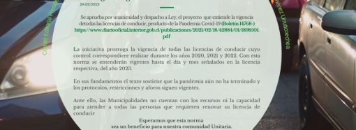 informativo sobre Prorroga de la licencia de conducir hasta el año 2023