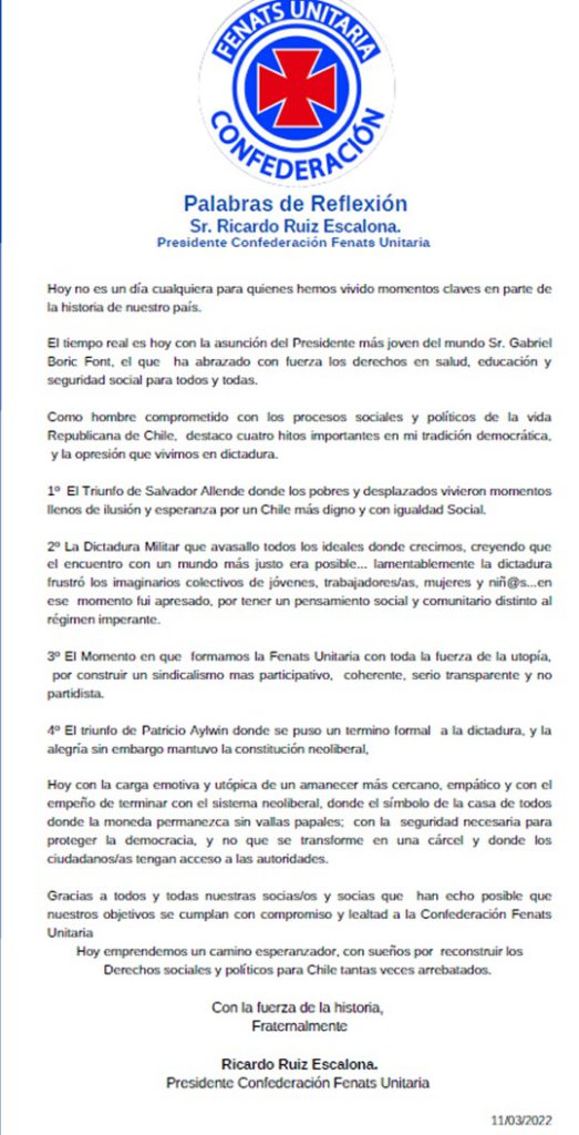 Palabras Reflexion Presidente Ricardo Ruiz 2022