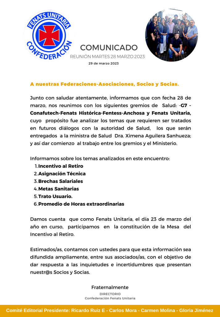 Reunión Martes 28 Marzo 2023